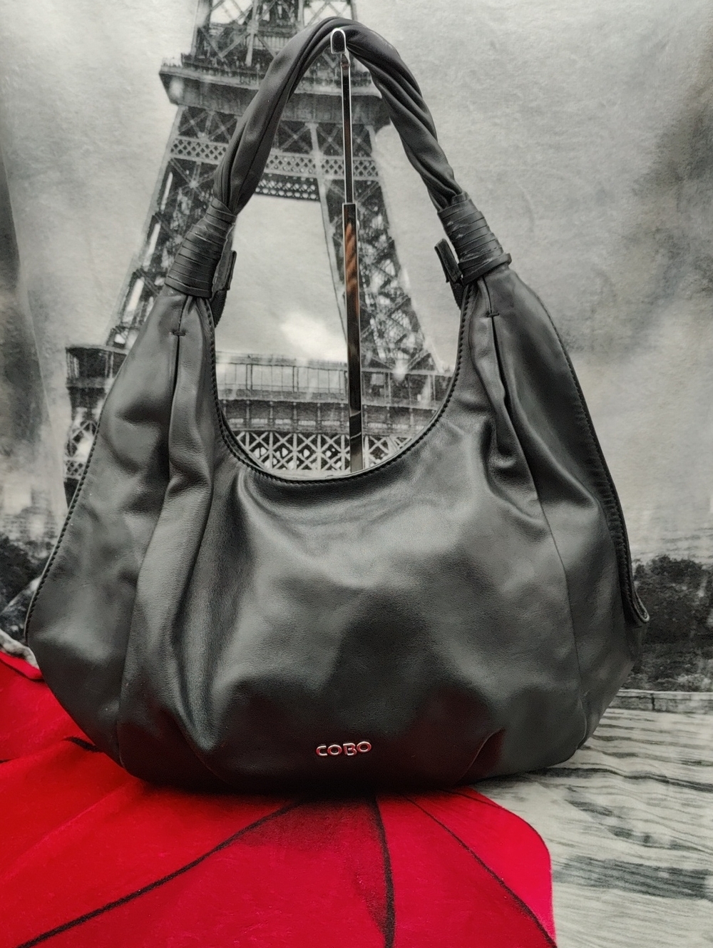 Cobo Black Leather Hobo